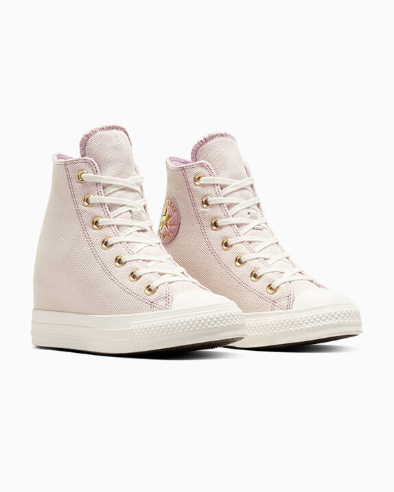 Chuck Taylor All Star Plataforma de cuña dorada de caña alta