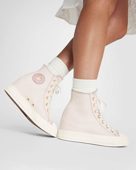 Chuck Taylor All Star Plataforma de cuña dorada de caña alta
