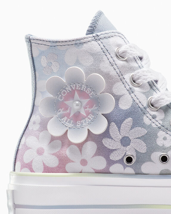 Chuck Taylor All Star Plataforma Elevadora Flores Degradadas de Caña Alta