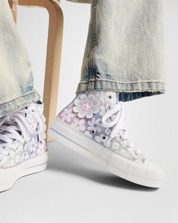 Chuck Taylor All Star Plataforma Elevadora Flores Degradadas de Caña Alta
