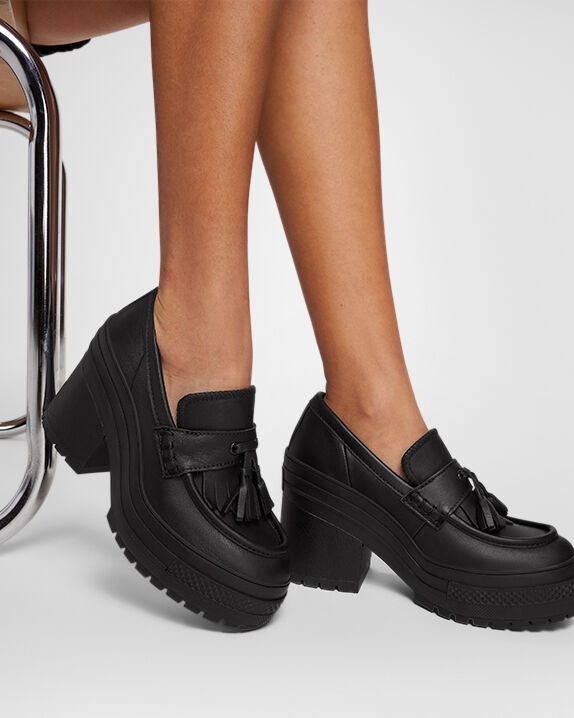 Mocasín Chuck 70 De Luxe con tacón y plataforma de cuero de caña baja