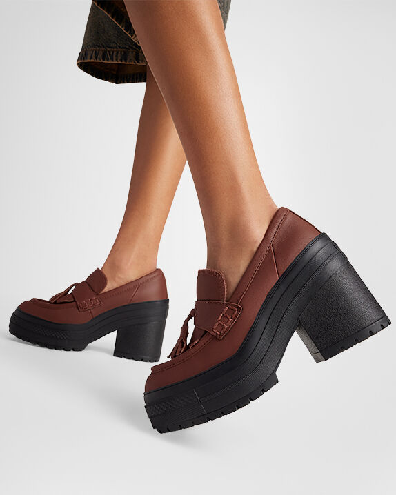 Mocasín Chuck 70 De Luxe con tacón y plataforma de cuero de caña baja