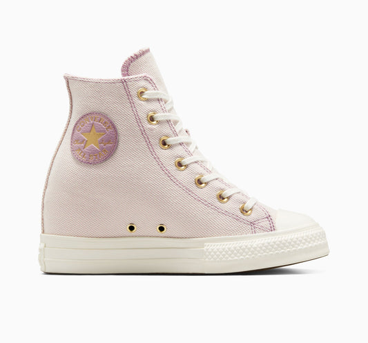 Chuck Taylor All Star Plataforma de cuña dorada de caña alta 
