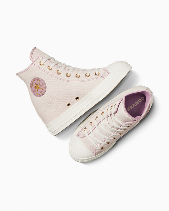 Chuck Taylor All Star Plataforma de cuña dorada de caña alta 