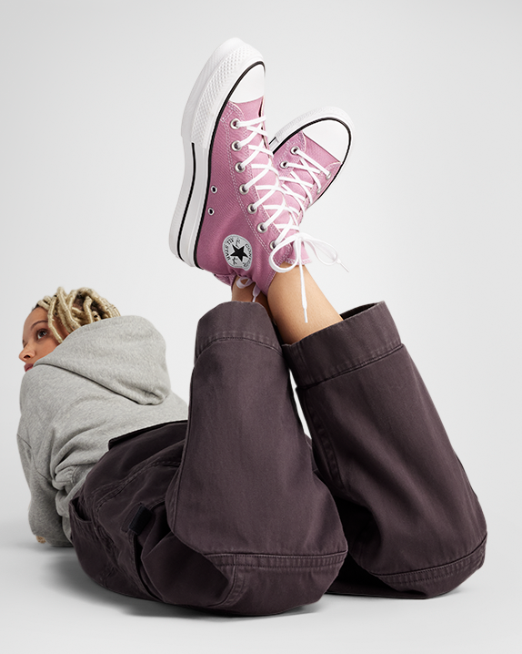 Chuck Taylor All Star Lift Platform High Top Colores por tiempo limitado Cliffside Rose/White/Black 