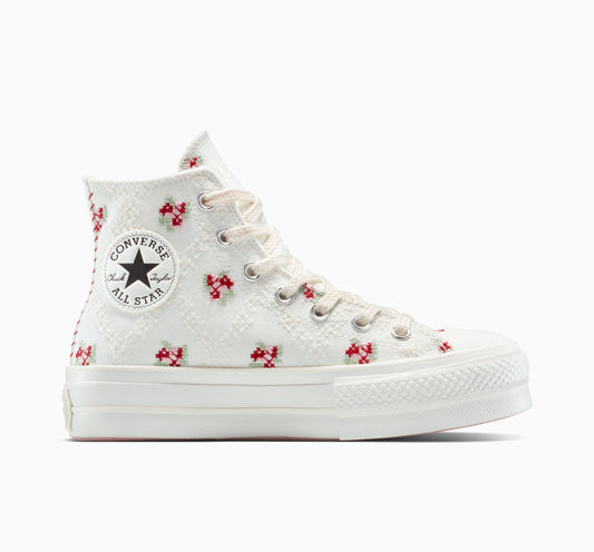 Chuck Taylor All Star Lift Platform Rose Cross Stitch High Top 