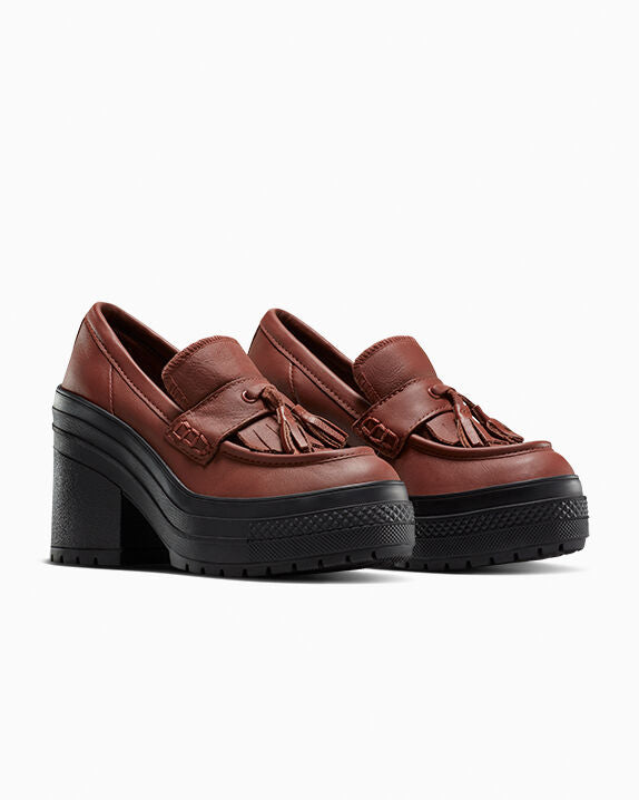 Mocasín Chuck 70 De Luxe con tacón y plataforma de cuero de caña baja 